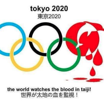 Empty the Tanks - 2020 Tokyo Olympics Icon with dolphin blood